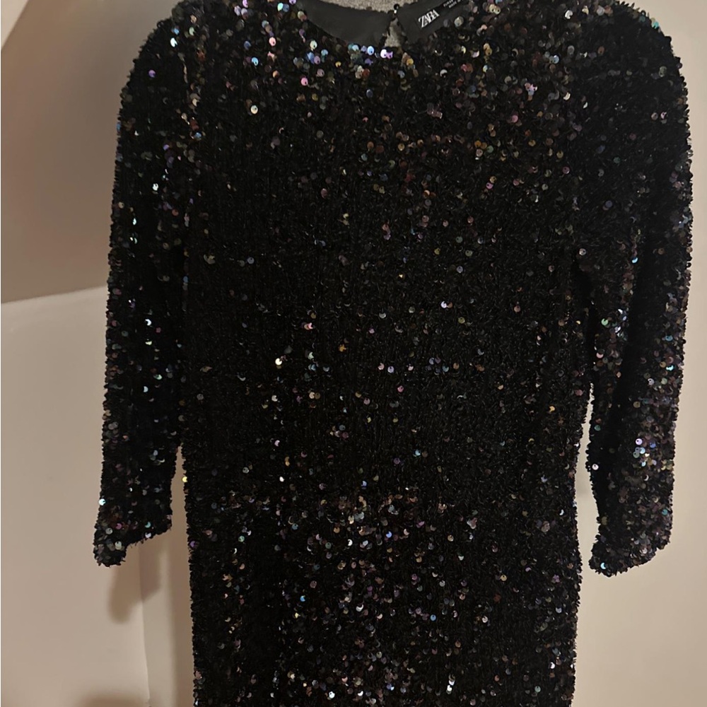 Zara Sparkling Black Sequin Dress